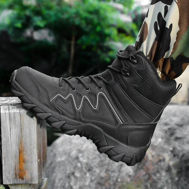 New Men Tactical Boots Waterproof Desert Lace Up Military Hunting Hiking Shoe Unisex Army Boot Male Safety Ankle Climbing Shoe