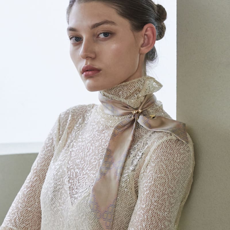 ANA MAISON Sequin House Twilly Silk Scarf [PMT-1405]