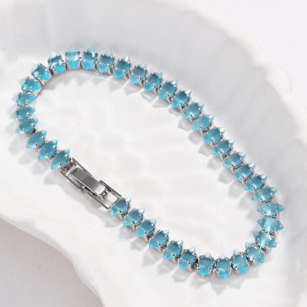Luxury Dainty Tennis Bracelets for Women Silver Color Sparkling Colorful Cubic Zircon Stackable Hand Chain Crystal Wedding Jewel