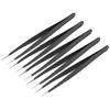 5Pcs Tweezers Stainless Steel AntiStatic Nipper Picking Tool Sewing Accessories Black(Straight Head )