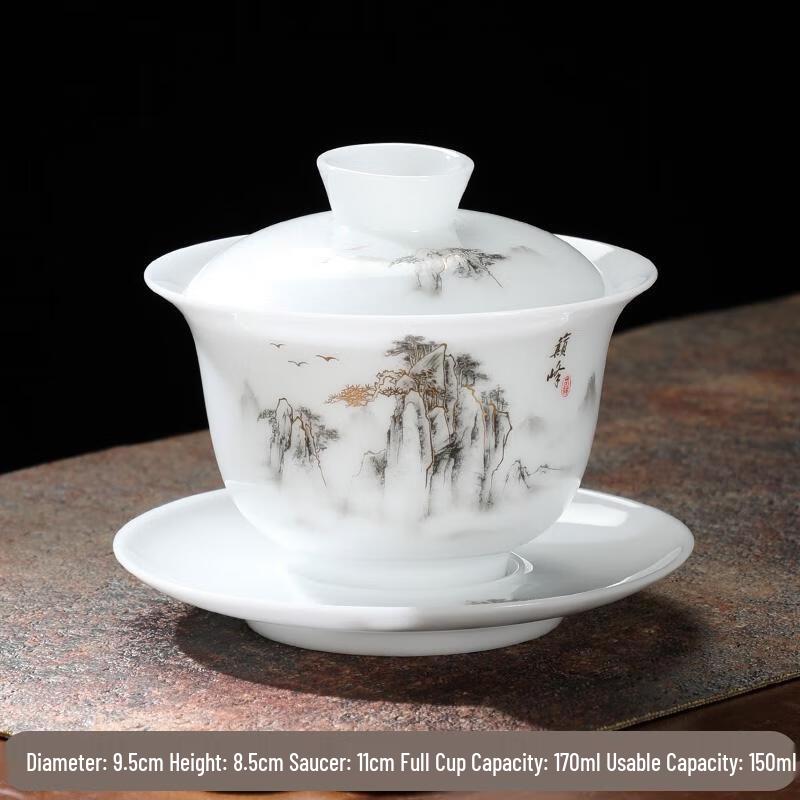 HANDUNYOU Ice Jade Ceramic Gaiwan Tea Bowl