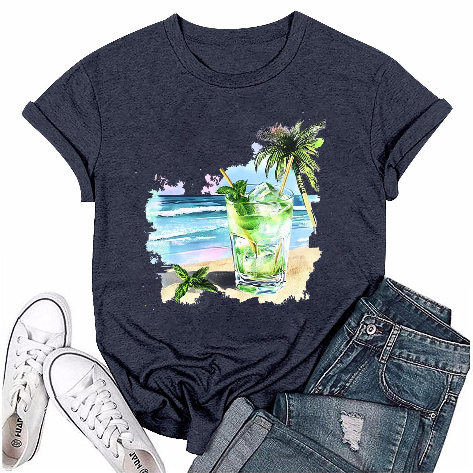 

Женская мода с принтом, круглым вырезом, коротким рукавом, футболка, пуловер, топ S