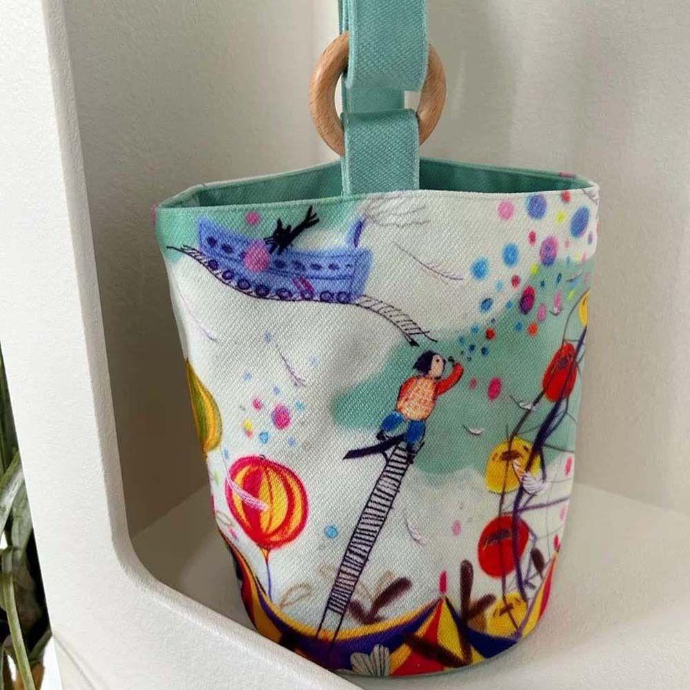 Sky Cartoon Bucket Bag Plant Letter Lunch Bag Reusable Canvas Star Handbag Female/Girls
