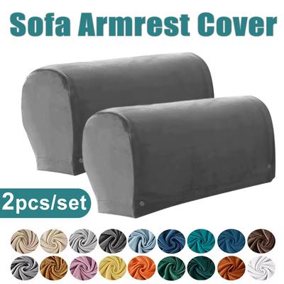 2pcs/set Velvet Sofa Armchair Cover Anti-Slip Stretch Couch Armrest Protector Removable Recliner Couch Arm Furniture Protector