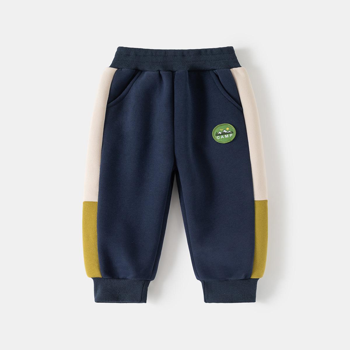 Boys  color-blocking sweatpants, spring sweatpants, new children s children s baby children s clothing, spring and autumn pants 90cm темно-синий