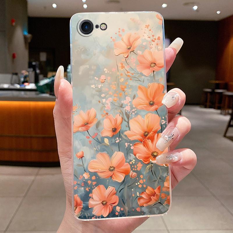 Flowers Case For iphone 7 8 Plus SE 2020 Capa Clear Soft Silicone Phone Covers For iphone 7plus 8+ Fundas Pattern Transparent