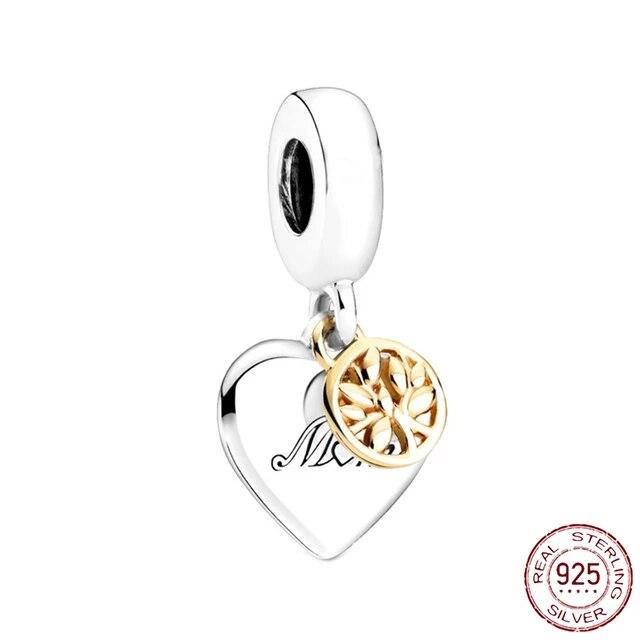 925 Sterling Sølv Hjerte & Mamma Dangle Dream Catcher Charm Fit OriginalNew Armbånd DIY Smykker For Dame Armbånd DiyBeads