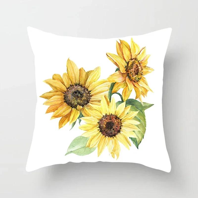 Kissenbezug mit Sonnenblumen-Druck Sofa Heim Dekoratives Kissen s Druckbezug Prachtvolle Blume Pflanze