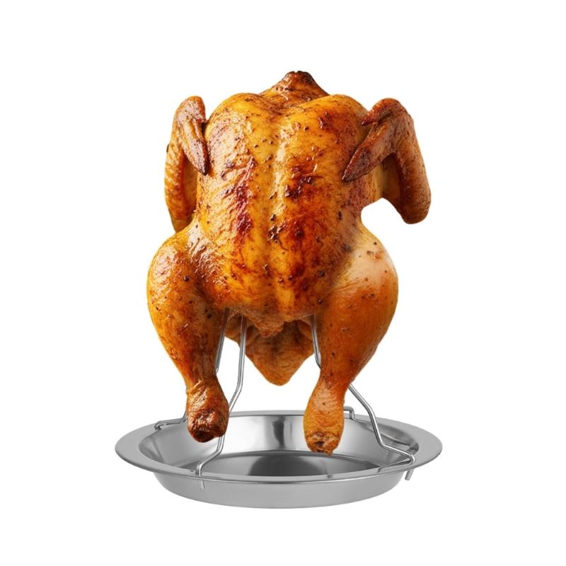 Steel Chicken Vertical Roasting Rack For Outdoor Grilling And Family Gatherings Easy To Clean Multipurpose Cooking Tool