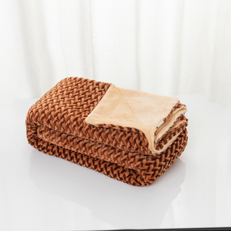 Jacquard Cationic Flannel Double-Layer Air Conditioning Nap Blanket