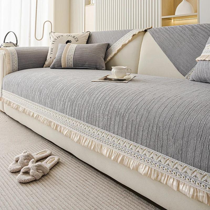 1PC Luxury Chenille Sofa Cover for Living Room Universal Anti-Slip Kids Pets Sofa Cushion French Style L Shape Couch Covers Home