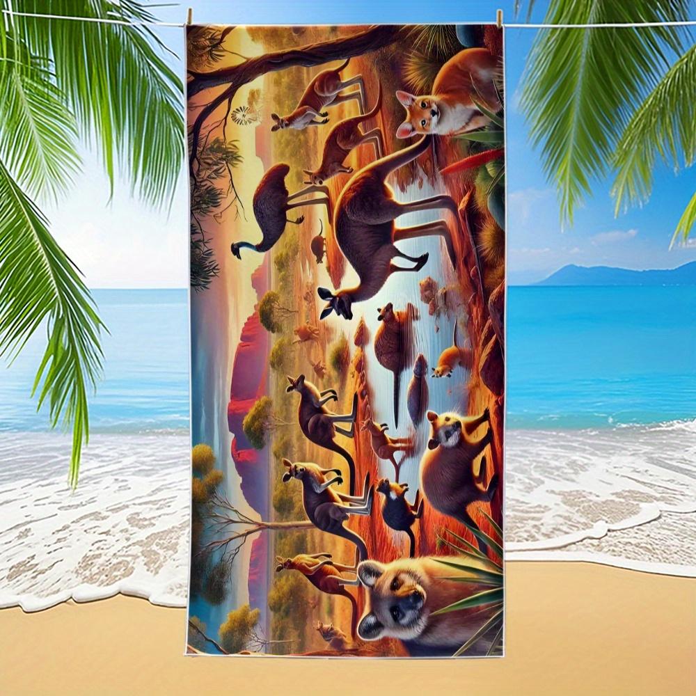 

Australian Wildlife Kangaroo Raccoon Beach Towel, Soft Quick Dry for Pool Camping Travel Gym W40*H60(CM)