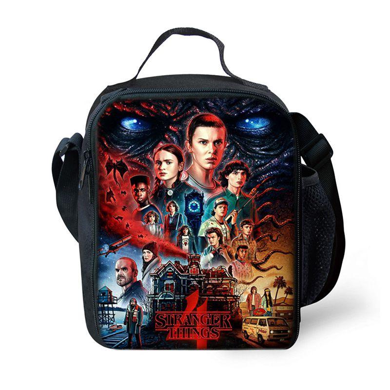 Stranger Thing Insulated Lunch Bag For Kids And Students With Adjustable Strap Perfect For Picnics And Outdoor Adventures