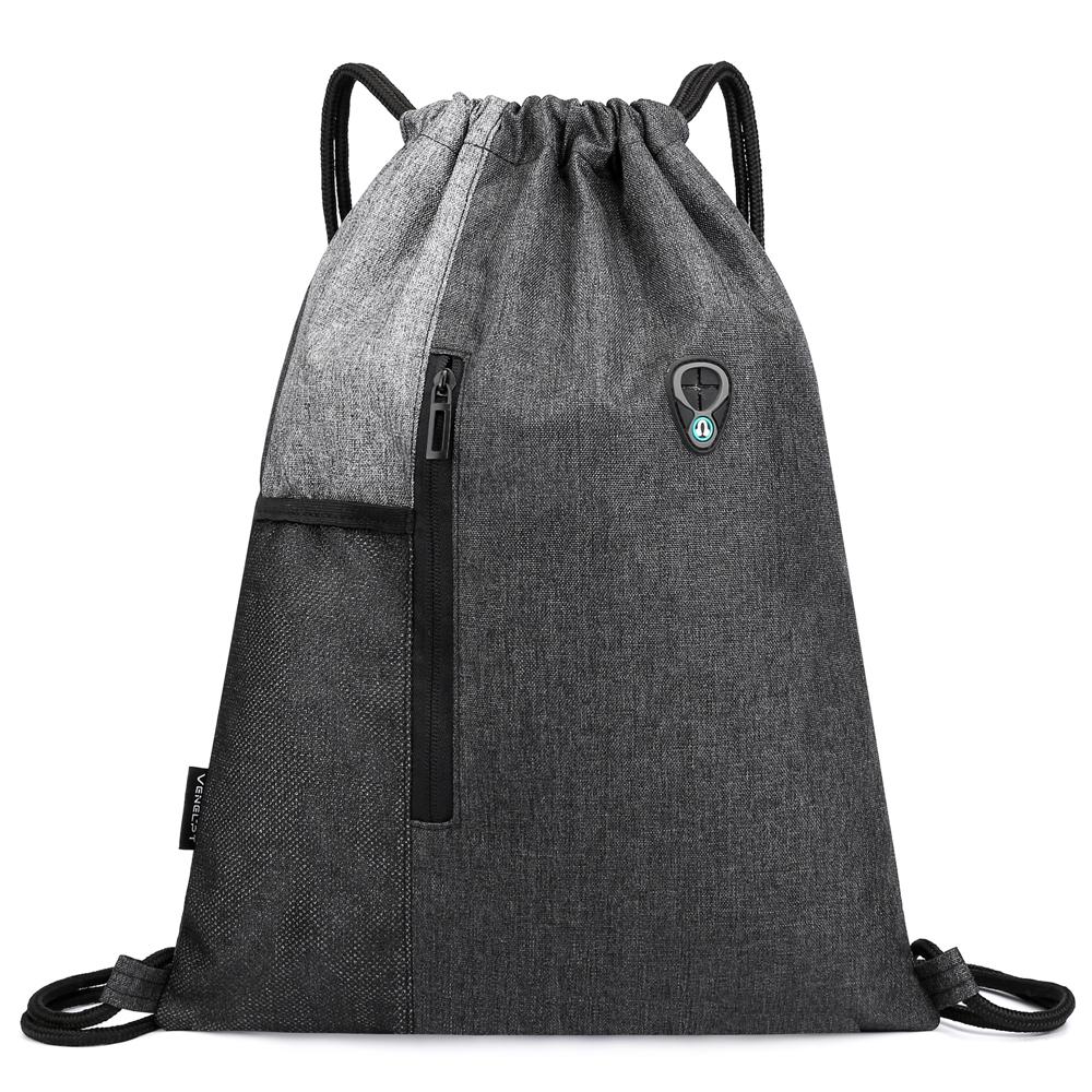 Gym Sack with Earphones Drawstring Backpack Water-resistant Drawstring Bucket Bag Light Sack for Adults Teenagers