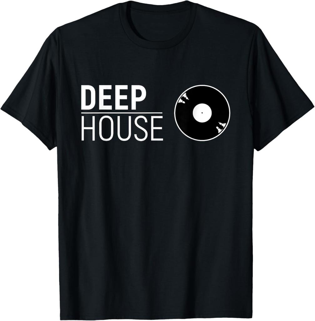 Deep House Music Art  Minimalist Design for DJ Raver EDM TShirt Cotton Printed Graphic T Shirts Vintage T Shirt Camisas