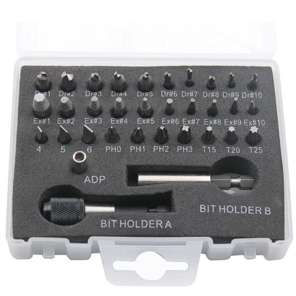 33 Piece Set High Speed Steel Broken Bolt Remover Stubborn Screw Tool For Broken Screw Removal