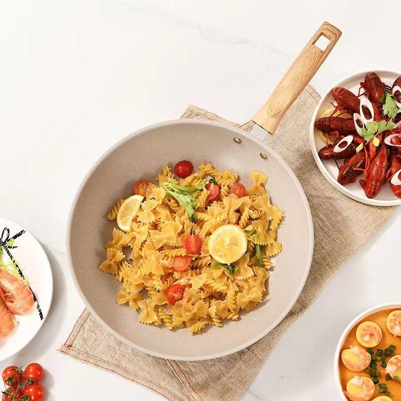 Non-stick Wok Frying Pan Ceramic Pot Home Steak Skillet Pancake Fried Induction Gas Stove Universal kitchen Cookware Saucepan