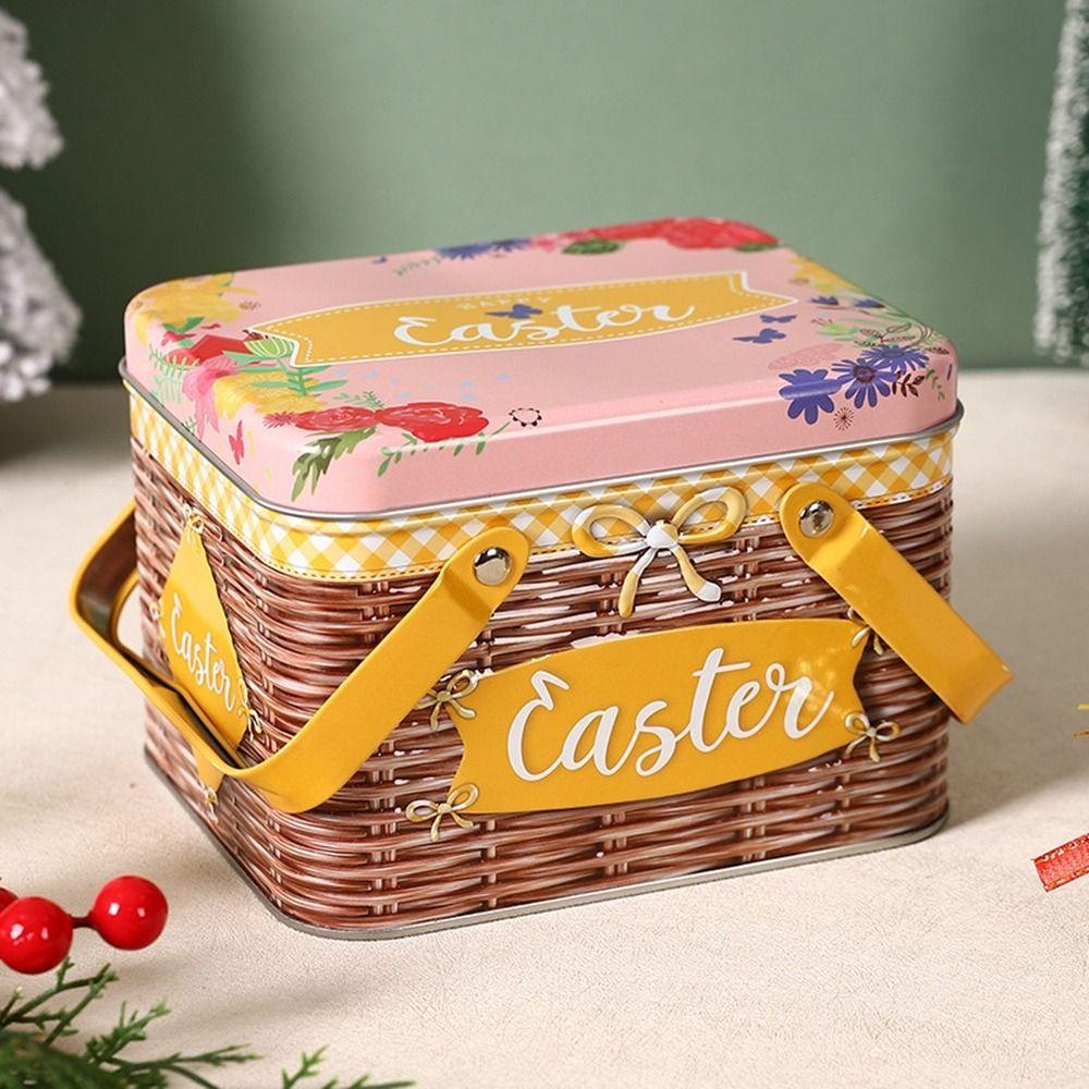 Sealing Easter Gift Boxes Cartoon Bunny Pattern Easter Boxes Easter Metal Tin Box  Boys and Girls