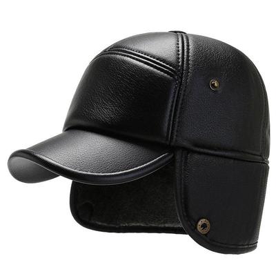 Herren Winter Verdickte Warme Baseballkappe aus Kunstleder mit Ohrenschutz - Vielseitig, Lässig & Kältebeständig für Mittelalte & Ältere