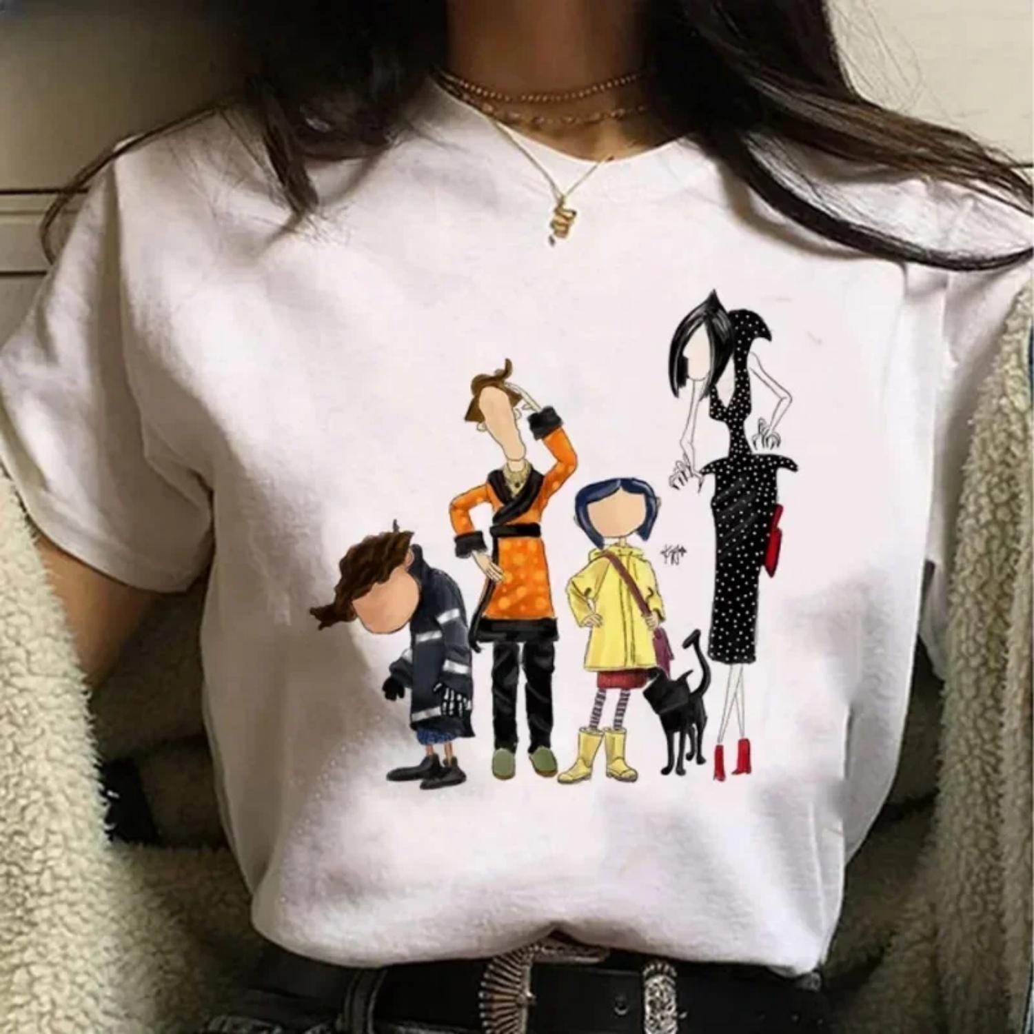 

Women Summer Coraline Comfortable T-shirts Women Streetwear O Neck T-shirts Tops Girl Graphic 2000s Funny Clothing XXXXXL
