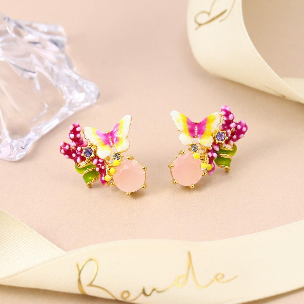 Personalized French Mori Enamel Dripping Oil Niche Bow Earrings Summer Jewelry Three-dimensional Color Stud Earrings