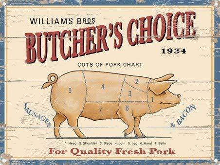 BUTCHERS GUIDE Vintage Metal Signs Cut Beef Cow Chicken Pork Duck Poster Kitchen Decorative Plates Plaque Wall Stickers N