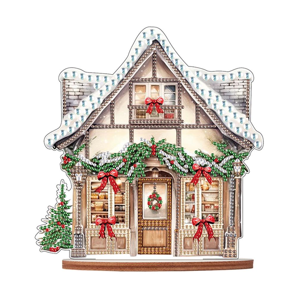

Wooden Diamond Painting Desktop Ornaments Kit Xmas Shop DIY Diamond Art Tabletop Decorations for Xmas Table Office Home Decor