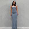 Women's High Waist Spaghetti Strap Bodycon Solid Color Mermaid Maxi Dress Club Party Evening Gown