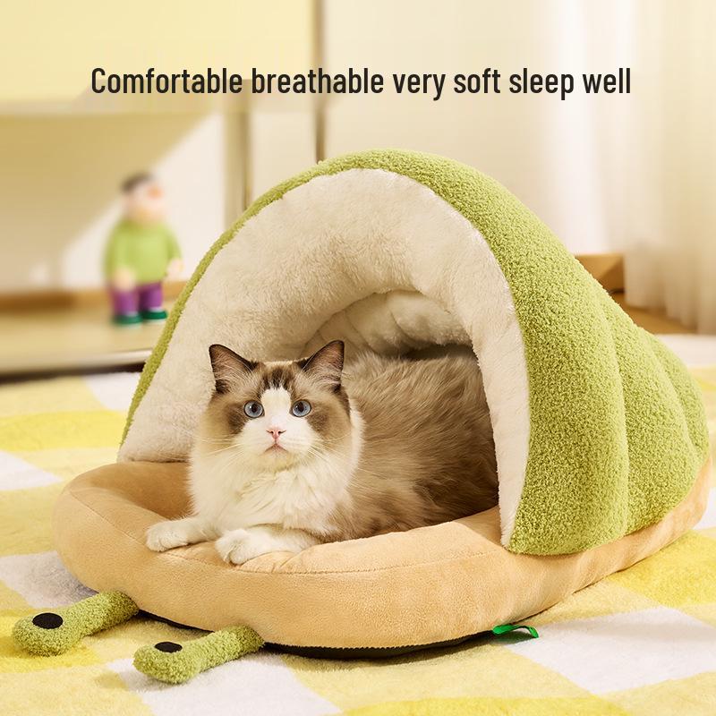 2024 Cozy Autumn/Winter Semi-Enclosed Snail Slipper Bed for Cats & Small To Medium Dogs