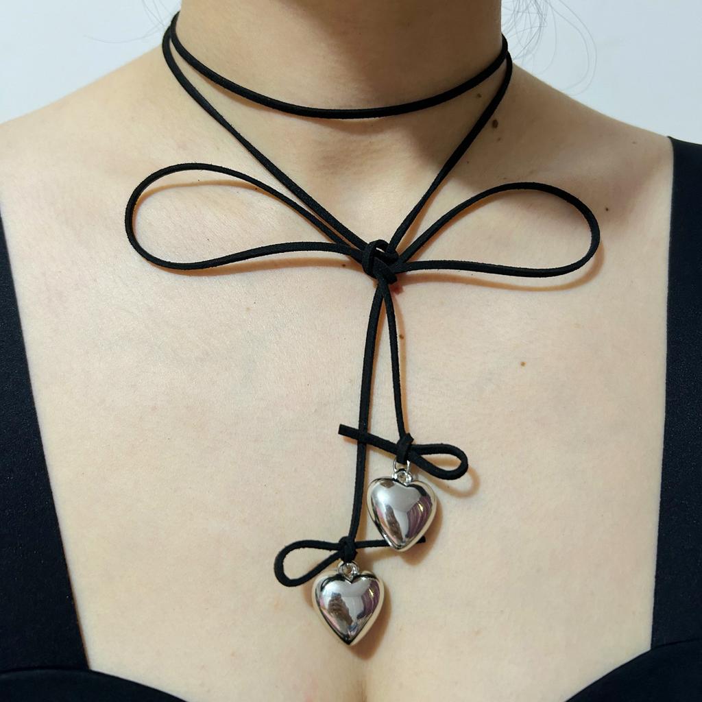 Item Jewelry Adjustable Fleece Rope Choker Women'S Simple Personality Peach Heart Love Pendant Necklace