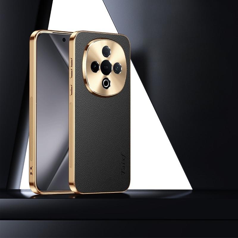 

Leather Texture Lichee Pattern Plating Cover For Vivo Y300t Y300 Pro Y200 Y100 i Shockproof Lens Protection Case Soft Bumper vivo Y300 помаранчевий