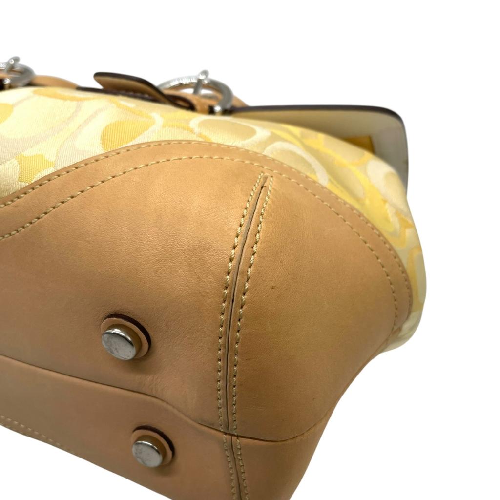 Used COACHHandbag yellow/Brown canvas/leather Women