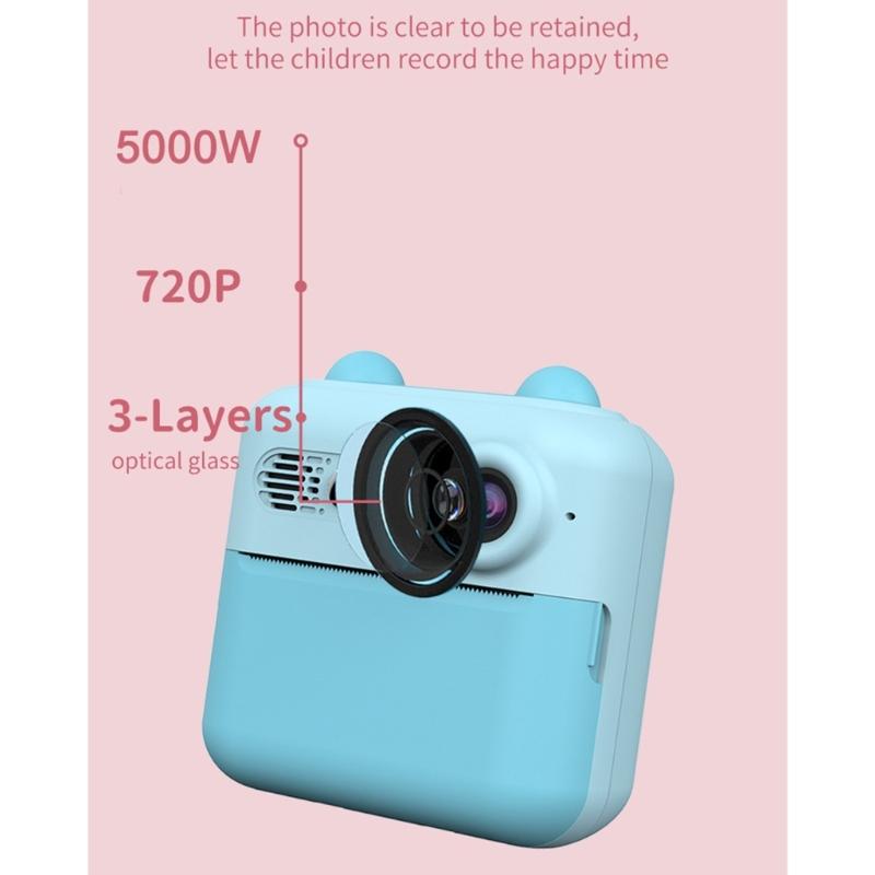 Kids Print Camera Photography with Rechargeable Battery and Paper for Creative Play