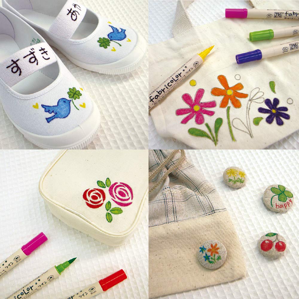 Kuretake Fabric Pen ZIG FabriColor Twin Fluorescent 30 Yellow, Colors, TC-4000A-001