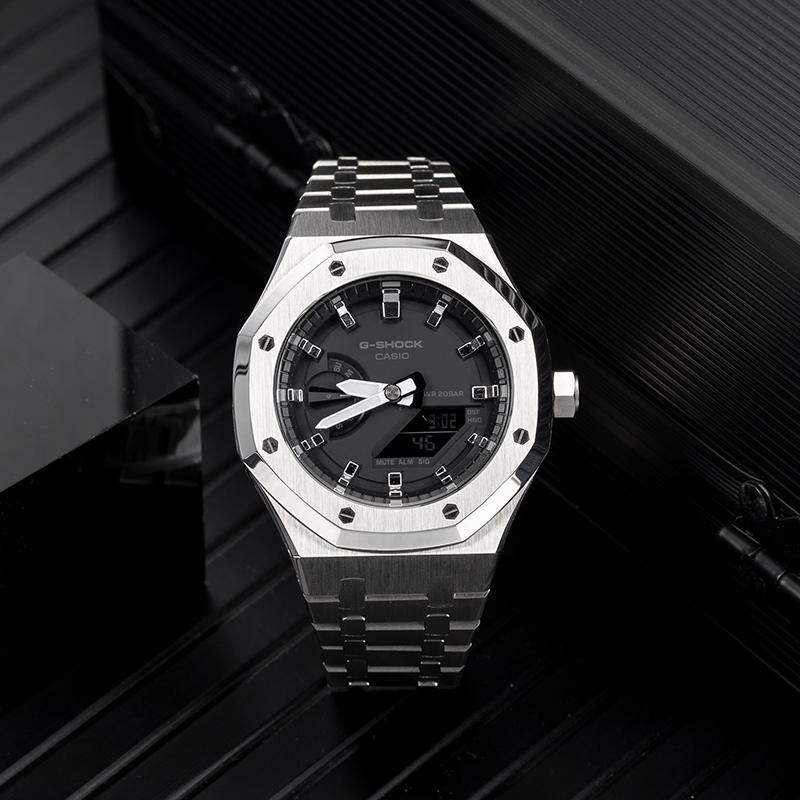 CASIO Unisex Liquid Crystal/Analog Dual Display Series 44.5mm Black Watch GA-2100-1A1(Team788--)