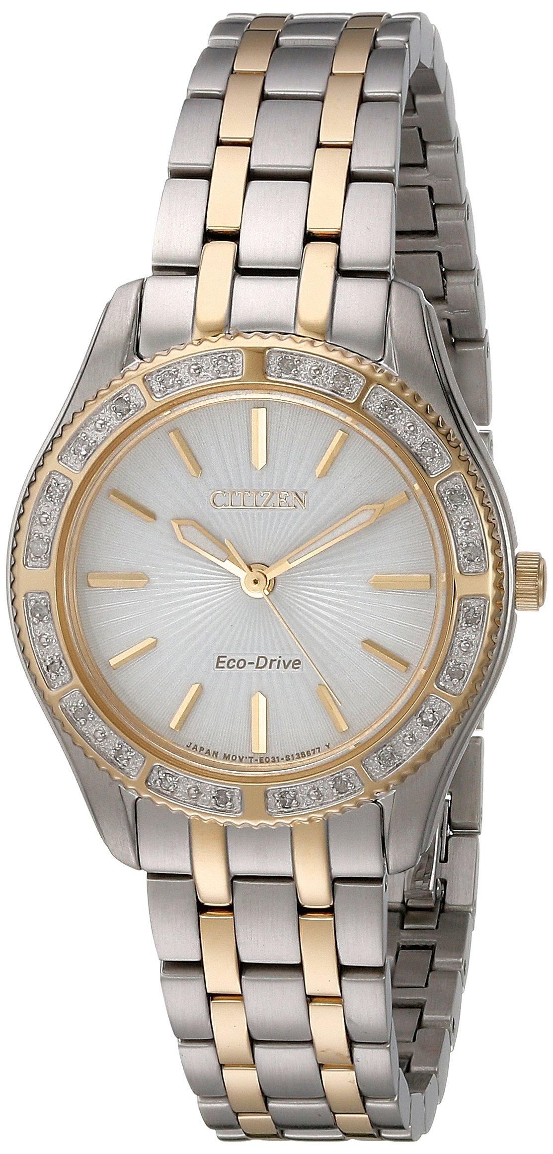 

Citizen Carina Two Tone White Dial Watch EM0244-55A Women s Eco-Drive