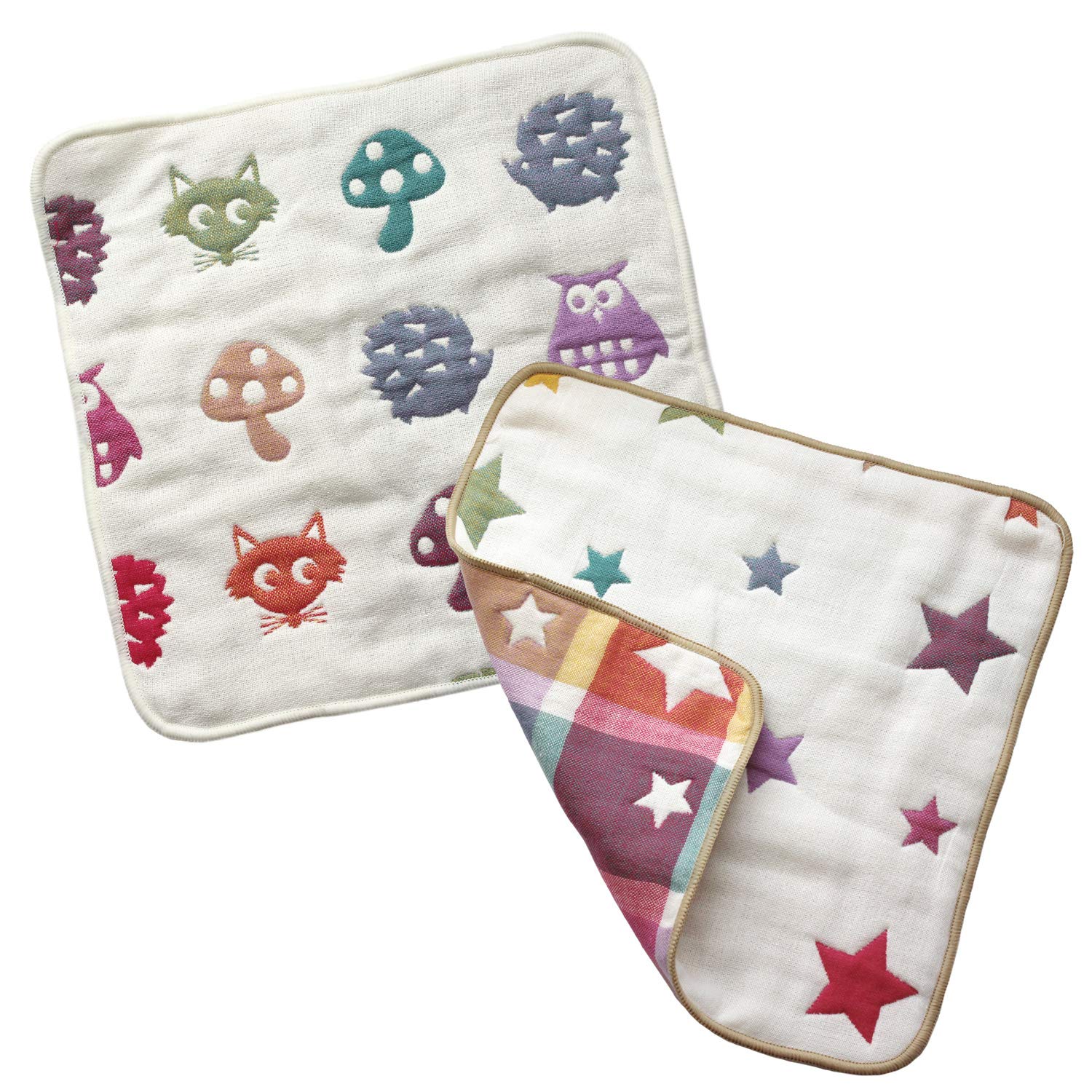 

hiorie Сделано в Японии Марлевый набор полотенец-платочков из хлопка для новорожденных (Хиори) 6-слойный (Ассортимент из 2 предметов) (Звезда + Животное)