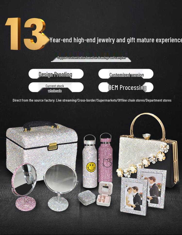 Luxurious Diamond-Studded Eyeglass Case - Unisex Fashion | Anti-Pressure | Simple & Retro Myopia Protection