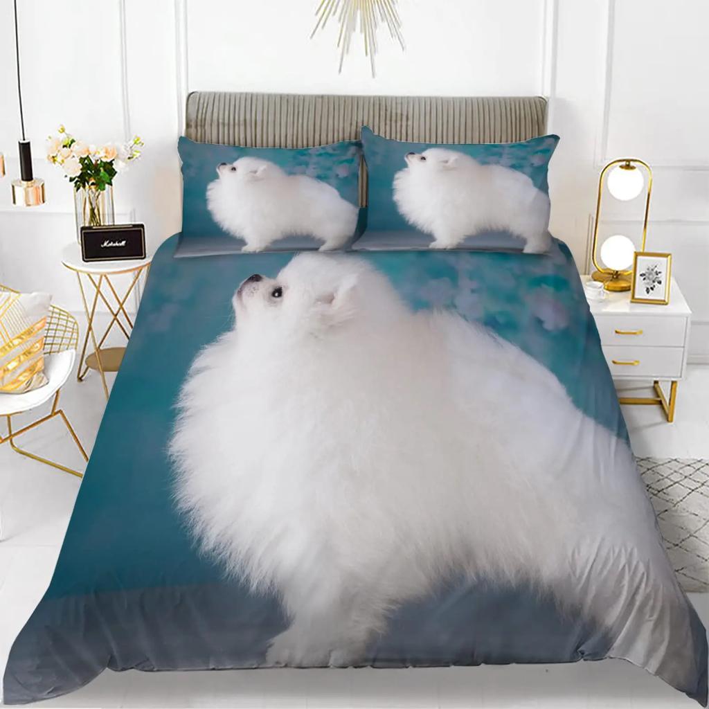 Pomeranian Duvet Cover Animal Dogs Cute Pet Theme For Women Kids Bedroom Decoration Queen Size For Dog Lovers Duvet Cover Gifts