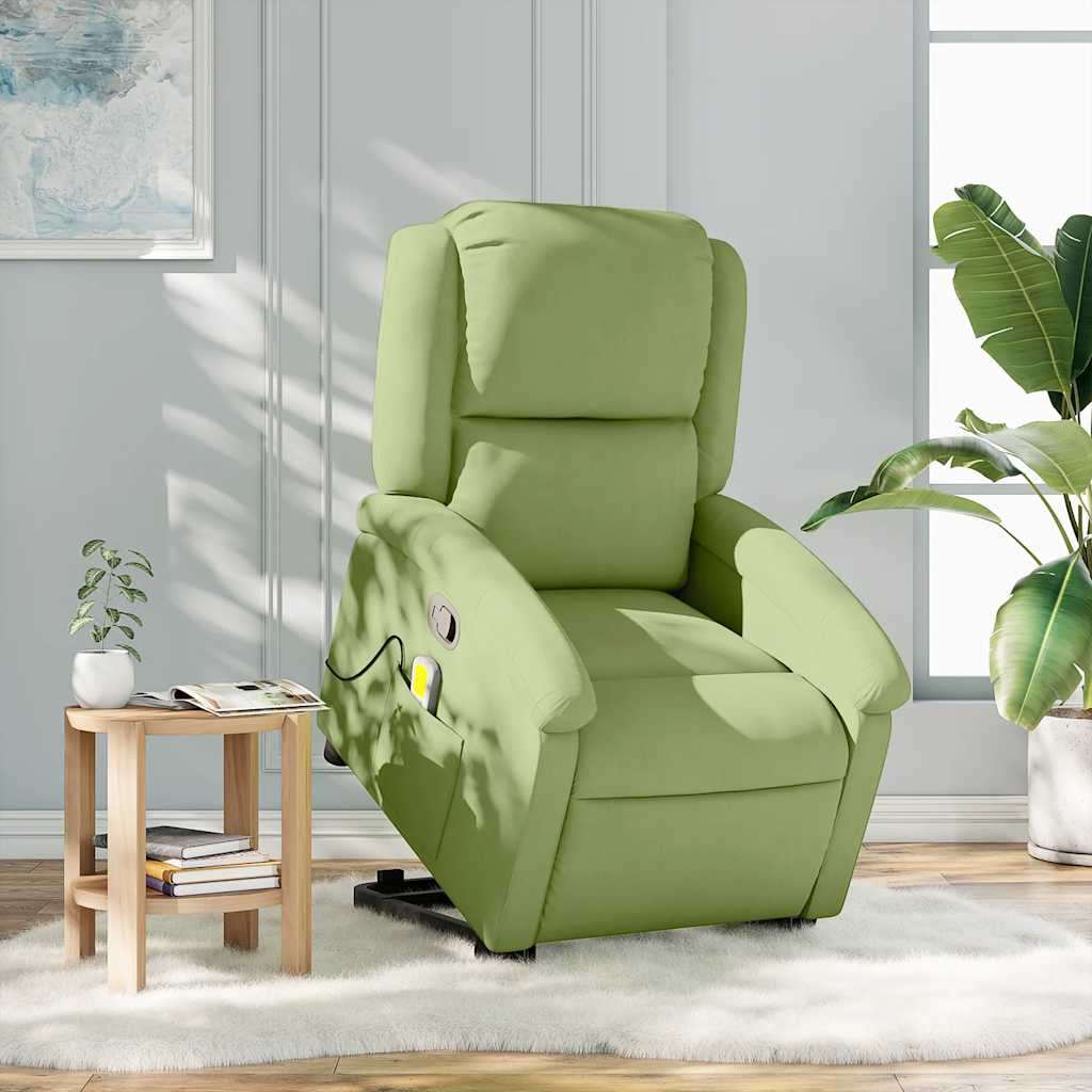 Massage Recliner with Rising Function Light Green Velvet
