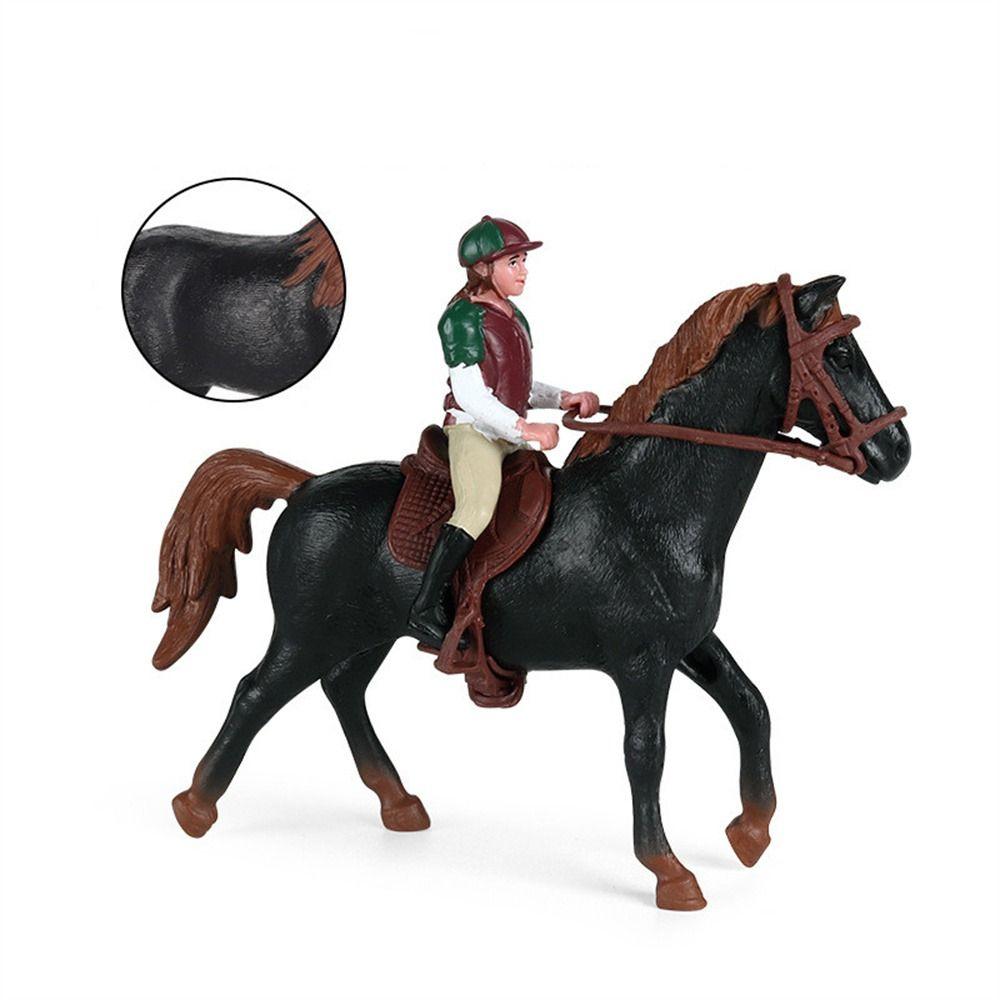Equestrian Rider Rider and Horse Figurine Simulation Farm Animal Model  Home Decoration