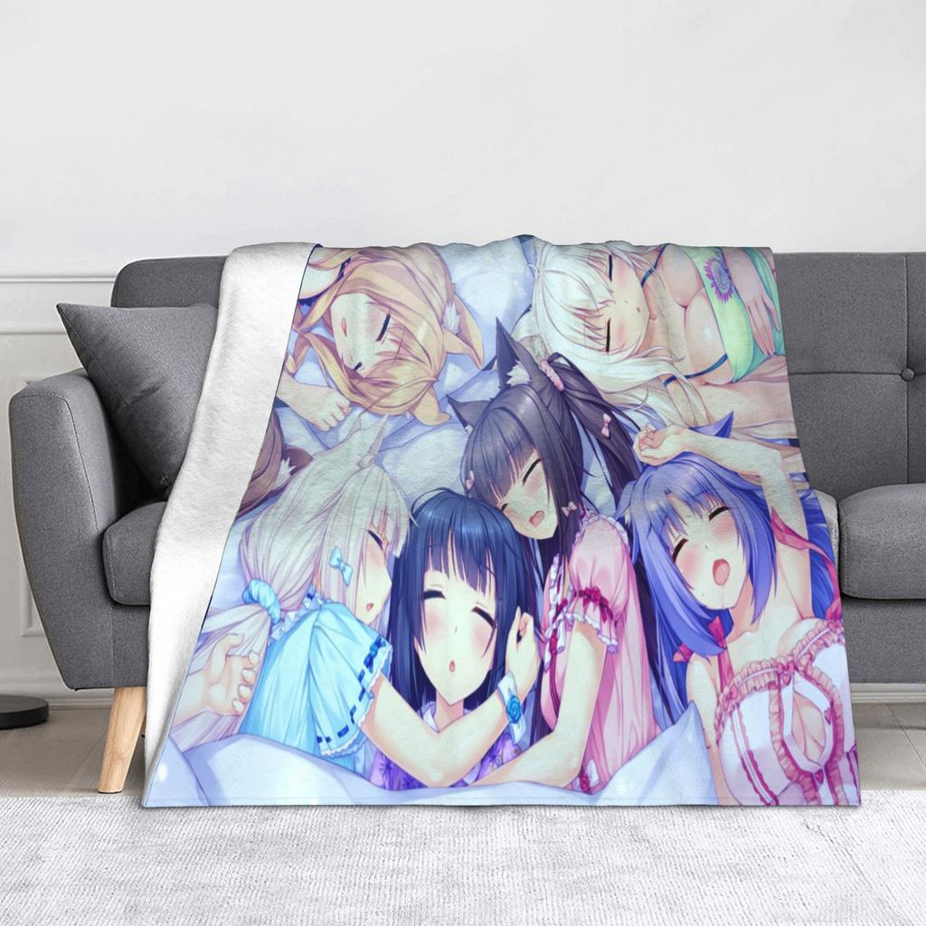 Anime Nekopara Cartoon Blanket Chocola Vanilla Maple Flannel Awesome Breathable Throw Blankets for Bedspread AutumnWinter