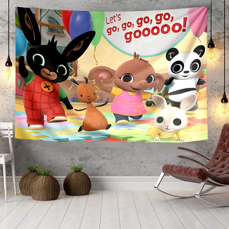 rabbit Bing Friends Garden Party Tapestry, Unique Design Tapestry, Wall Decor for Bedroom,Livingroom, Playroom,Heartwarming Fan Holiday Gifts