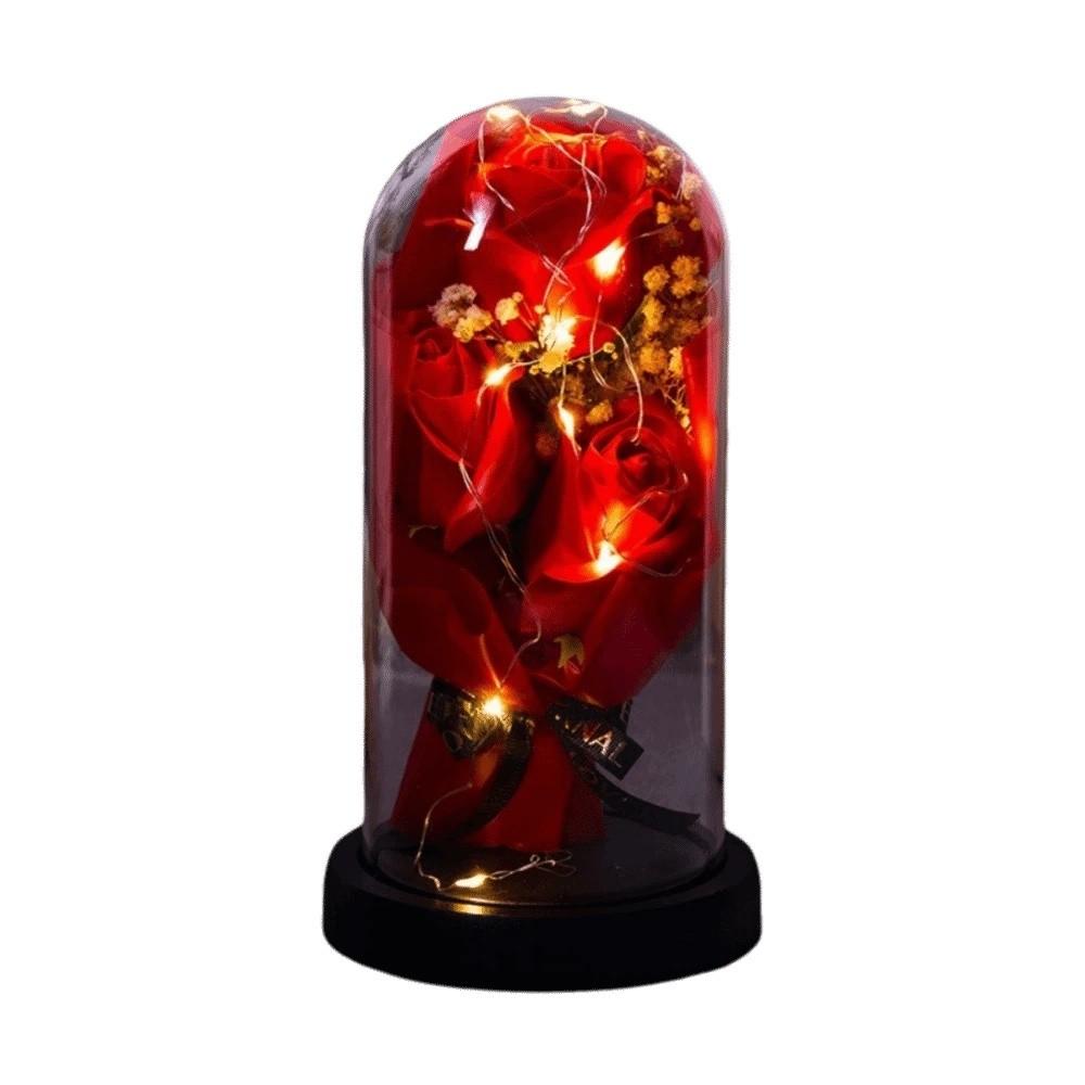 Luminous Artificial Rose Light Romantic LED Eternal Flower Rose Acrylic Cover Ornament  Home Decor