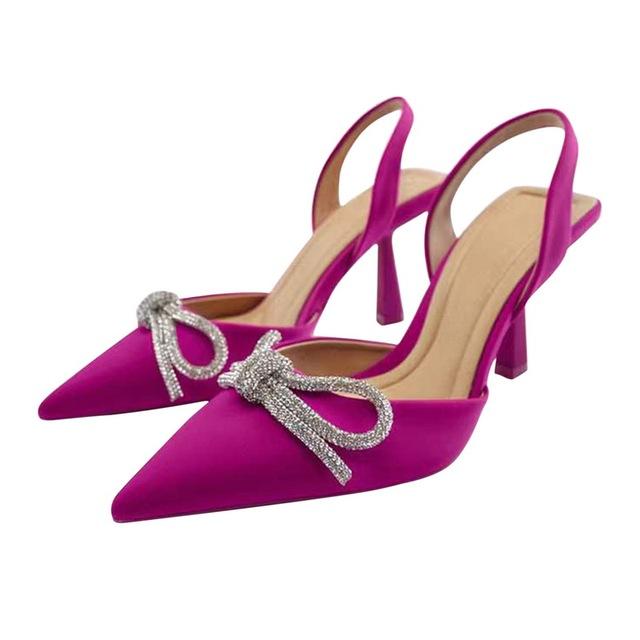 

Женская обувь, сандалии, элитные брендовые летние модные прозрачные тапочки на остром каблуке со стразами, женские пикантные туфли-лодочки 37 розы красного