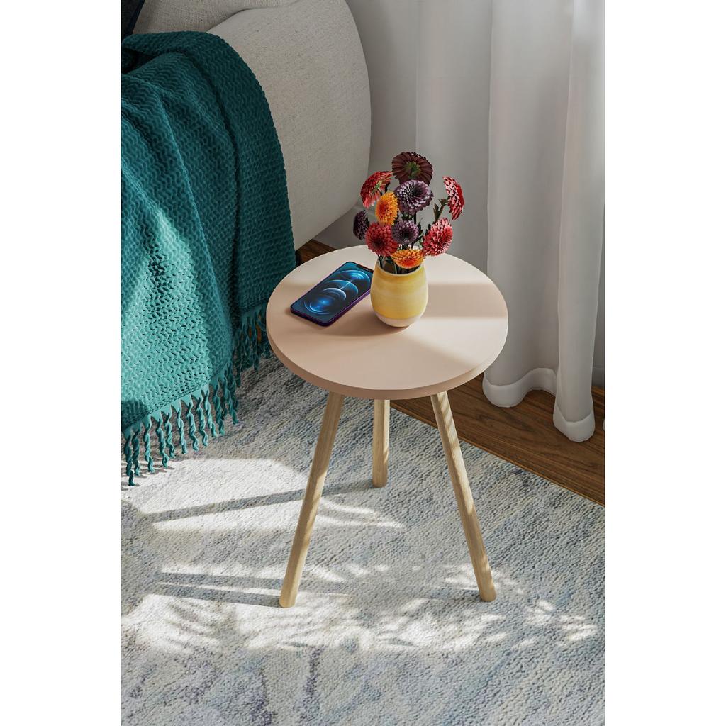 Round Side Coffee Table Single Nesting Coffee Table With Wooden Legs