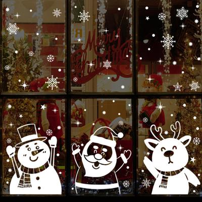 Christmas Snowman Elk Snowflake Decorative Electrostatic Stickers Santa Glass Window Stickers Merry Christmas Decor For Home
