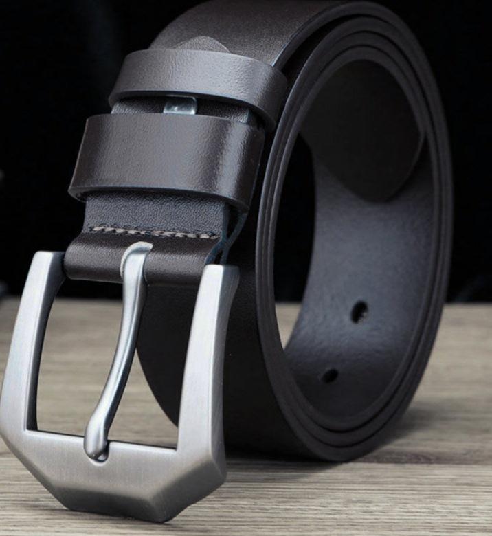 Men's Soft Leather Belt with Alloy Japanese Antique Buckle, Copper Pin