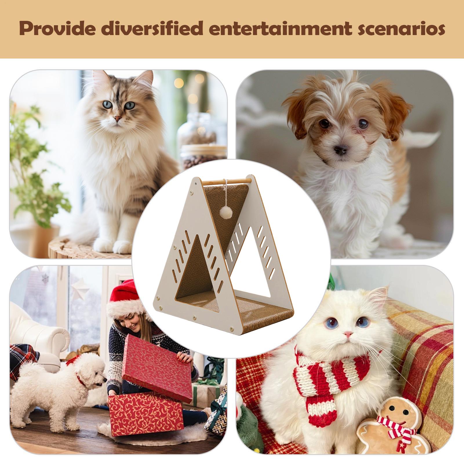 

Cat Scratching Post Furniture Protector With Ball Hallow Triangular Kitten Scratching Post For Kitten Pet Indoor Boredom Play China Mainland