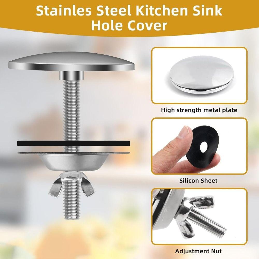 Stainless Steel Sink Hole Cover Black Silver Sink Tap Hole Cap Faucet Hole Cover